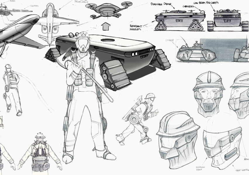 Early concepts revolved around improving personal gear for heat management, work efficiency and long-term health. Some ideas were exosuit augmentations, integrated cooling suits and advanced helmets. While incrementally effective, larger leaps in impact arose around automation, robotics and drones.